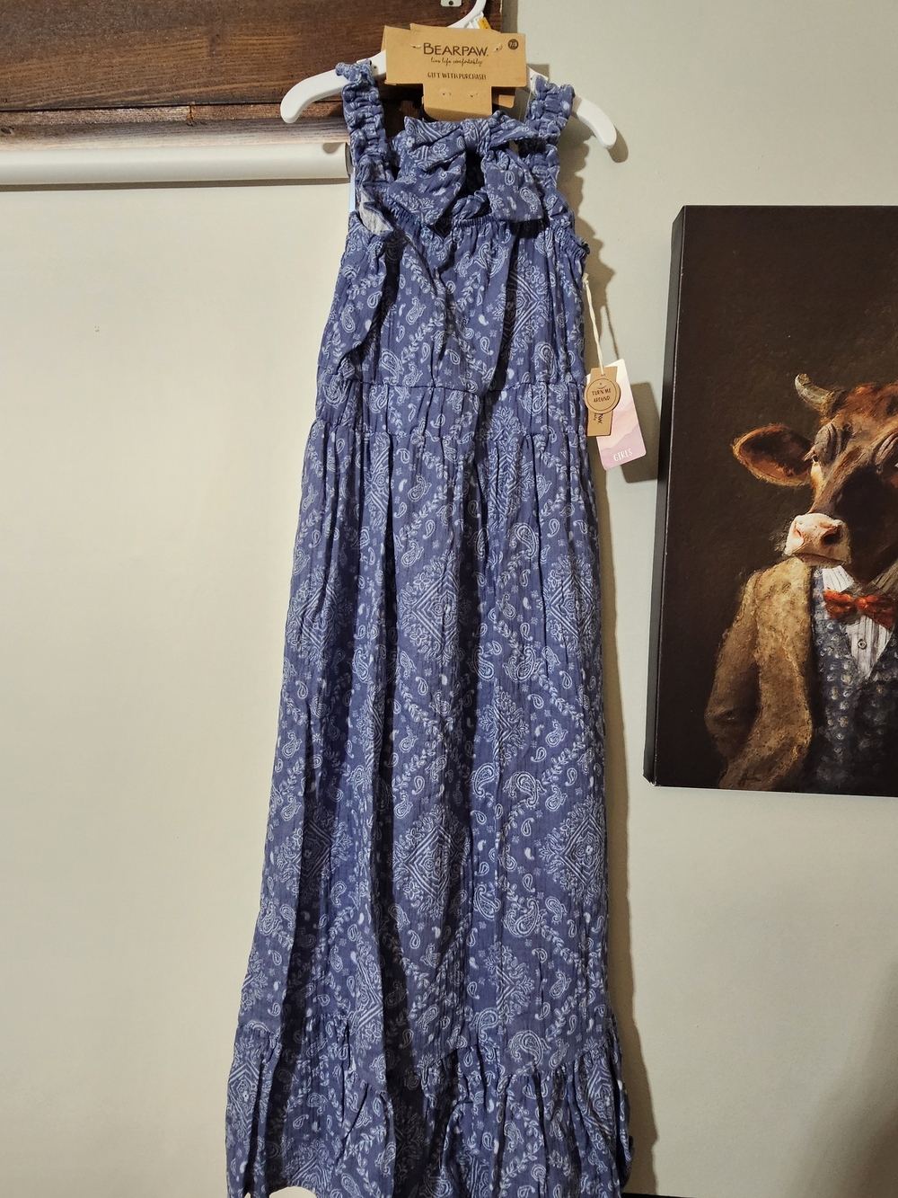 BearPaw Blue Paisley Ruffle Maxi Skirt